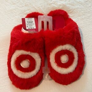 Target Red and White Fuzzy Slippers